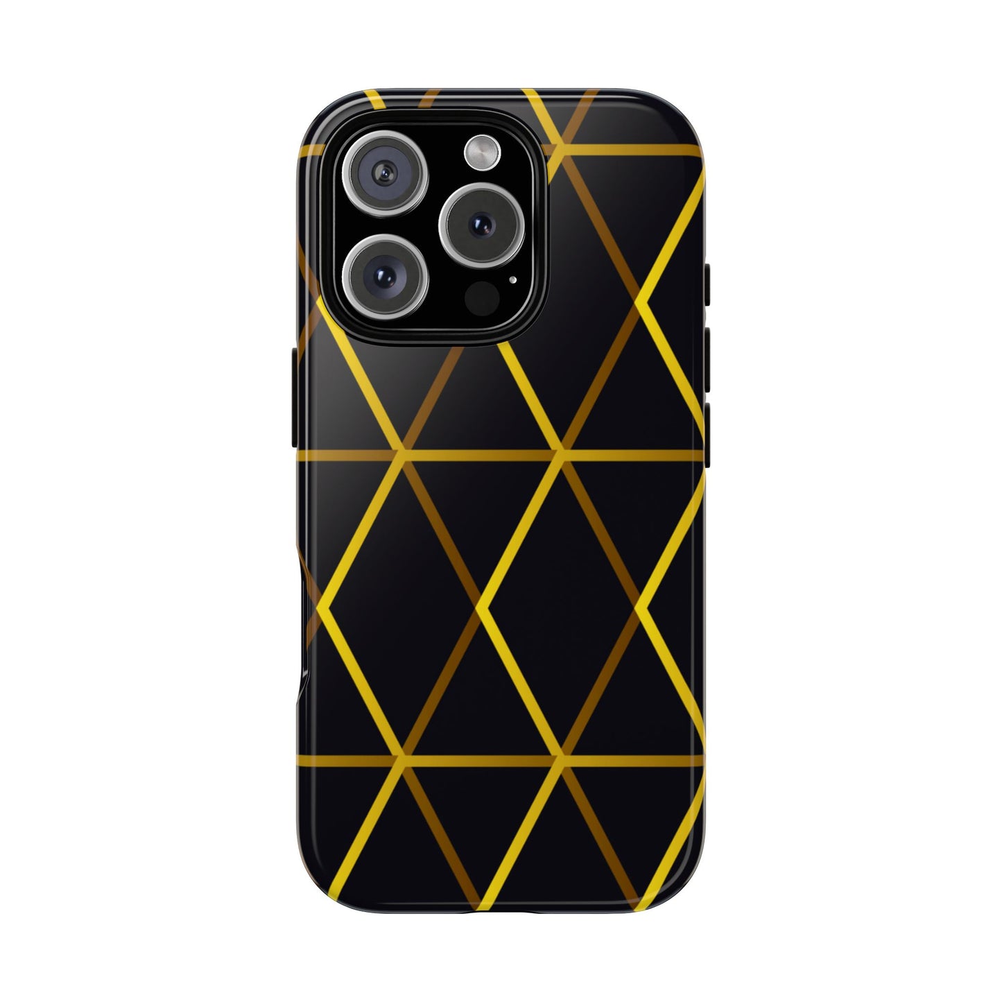 Stylish Tough Phone Case - Geometric Gold & Black Design