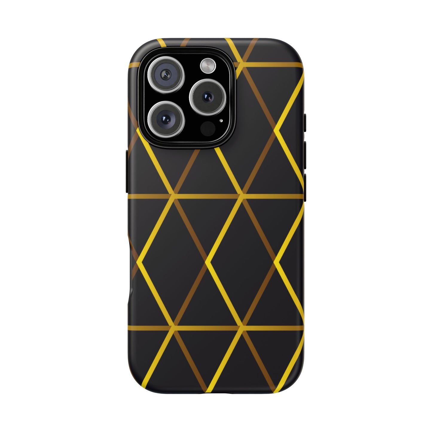 Stylish Tough Phone Case - Geometric Gold & Black Design