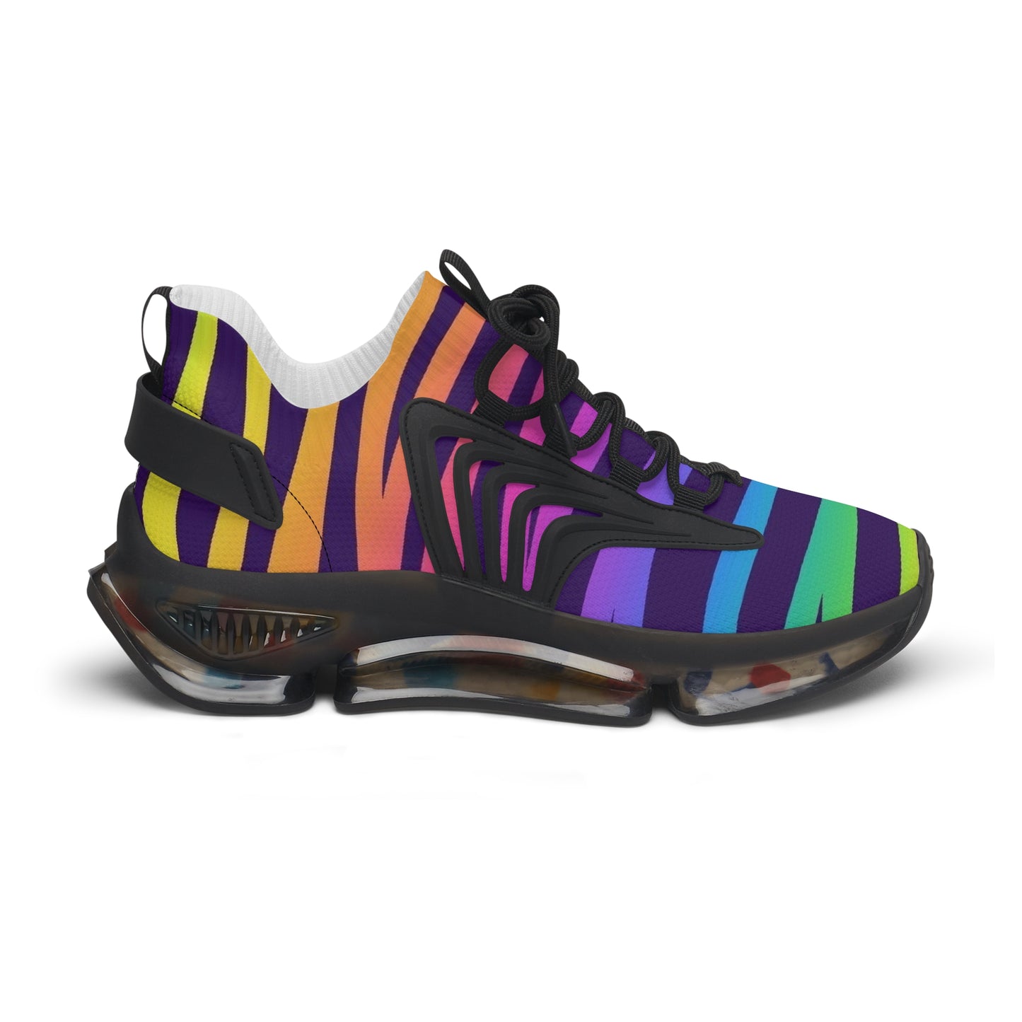 Colorful Women's Mesh Sneakers - Lightweight Athletic Shoes, Rainbow Stripes