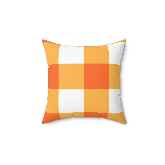 Bright Orange and White Checker Pattern Pillow, Decorative Cushion, Home Decor, Modern Accent Pillow