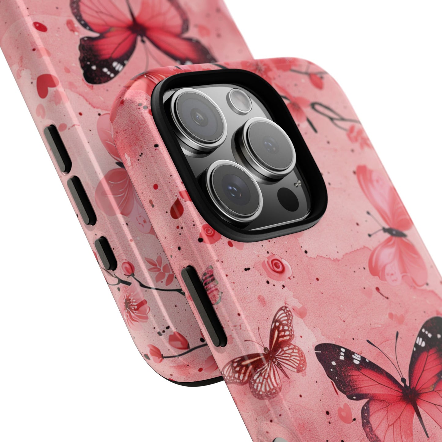 Floral Phone Case - Tough Cases, Serene Butterfly Design, Pink Floral Accessories