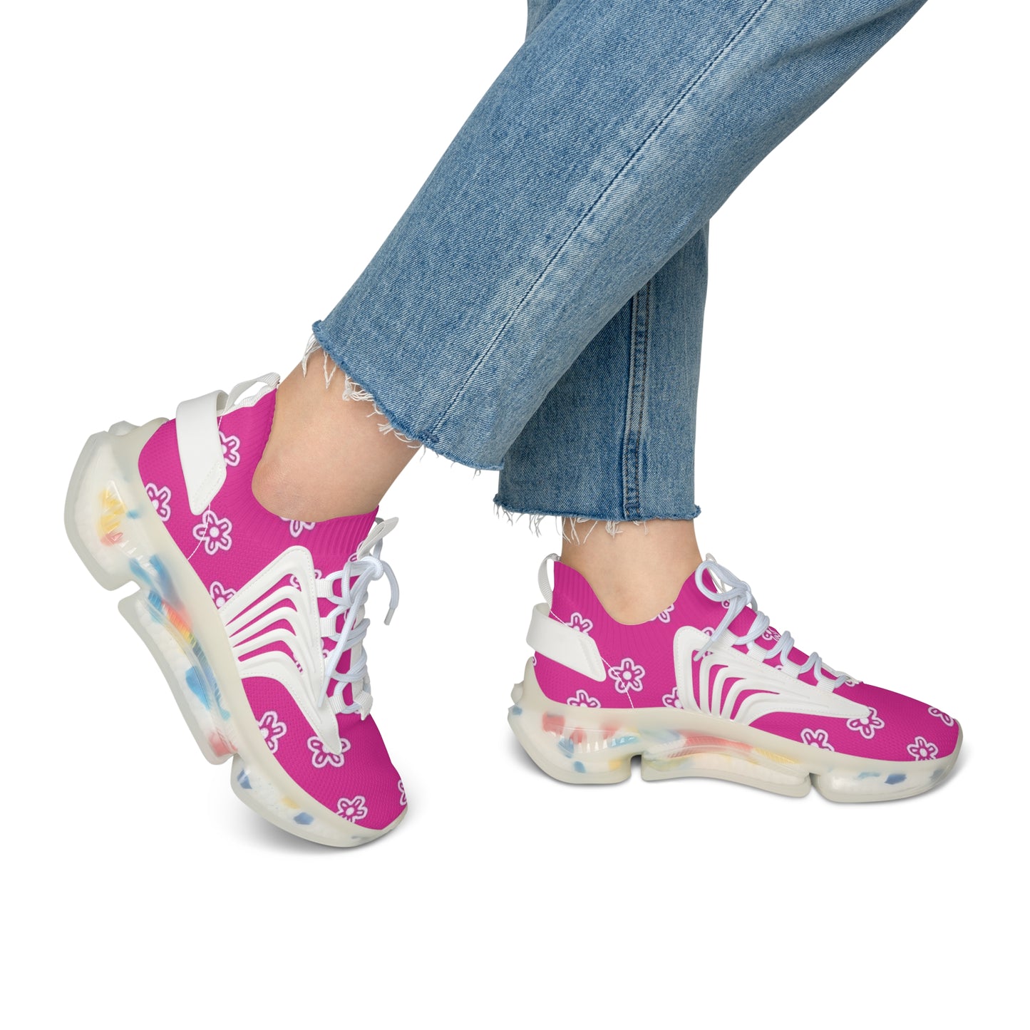 Floral Women's Mesh Sneakers - Cute Athletic Shoes for Spring, Casual Wear, Everyday Comfort, Fitness