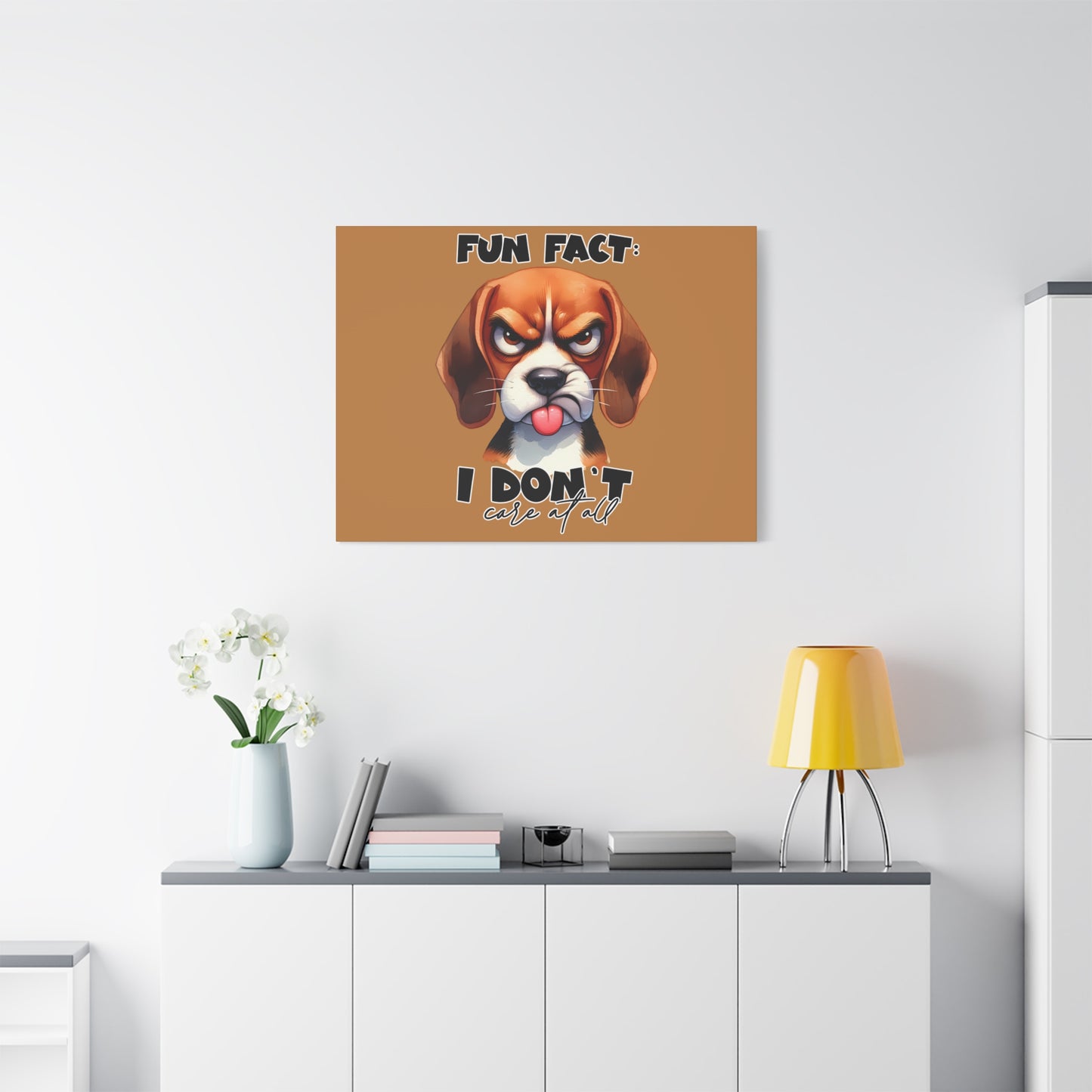 Funny Dog Canvas Art - "Fun Fact: I Don't Care at All" - Pet Lovers Decor, Gift for Dog Owners, Home Wall Art