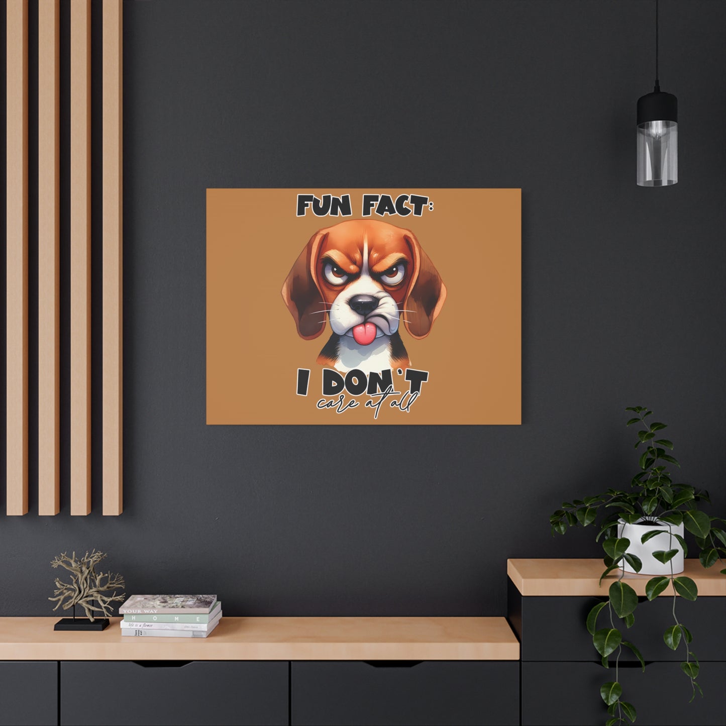 Funny Dog Canvas Art - "Fun Fact: I Don't Care at All" - Pet Lovers Decor, Gift for Dog Owners, Home Wall Art