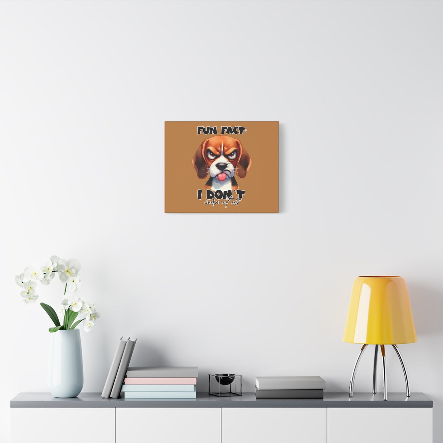 Funny Dog Canvas Art - "Fun Fact: I Don't Care at All" - Pet Lovers Decor, Gift for Dog Owners, Home Wall Art