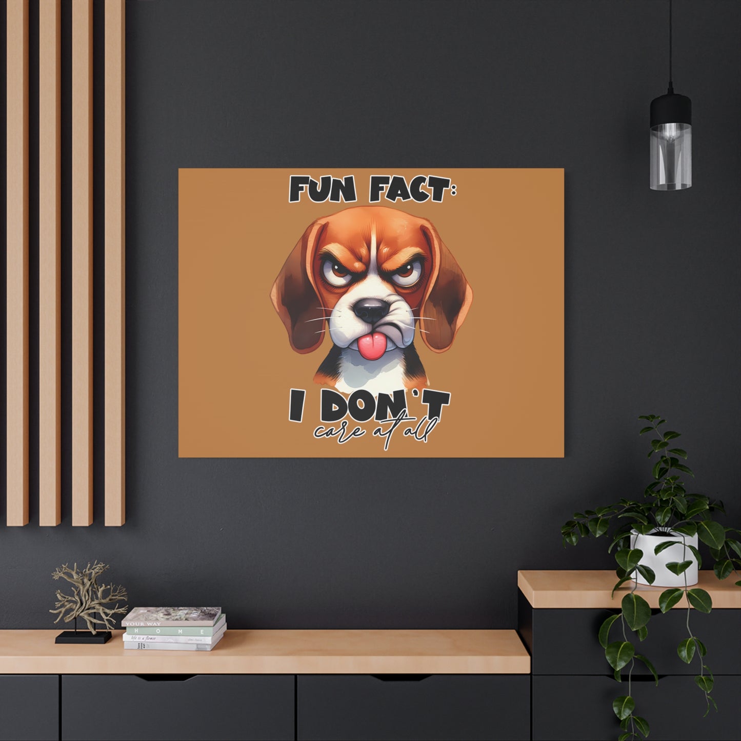 Funny Dog Canvas Art - "Fun Fact: I Don't Care at All" - Pet Lovers Decor, Gift for Dog Owners, Home Wall Art