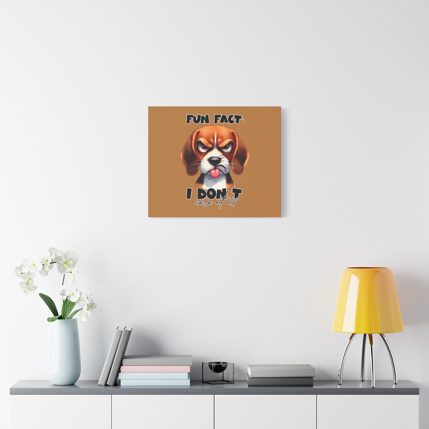 Funny Dog Canvas Art - "Fun Fact: I Don't Care at All" - Pet Lovers Decor, Gift for Dog Owners, Home Wall Art