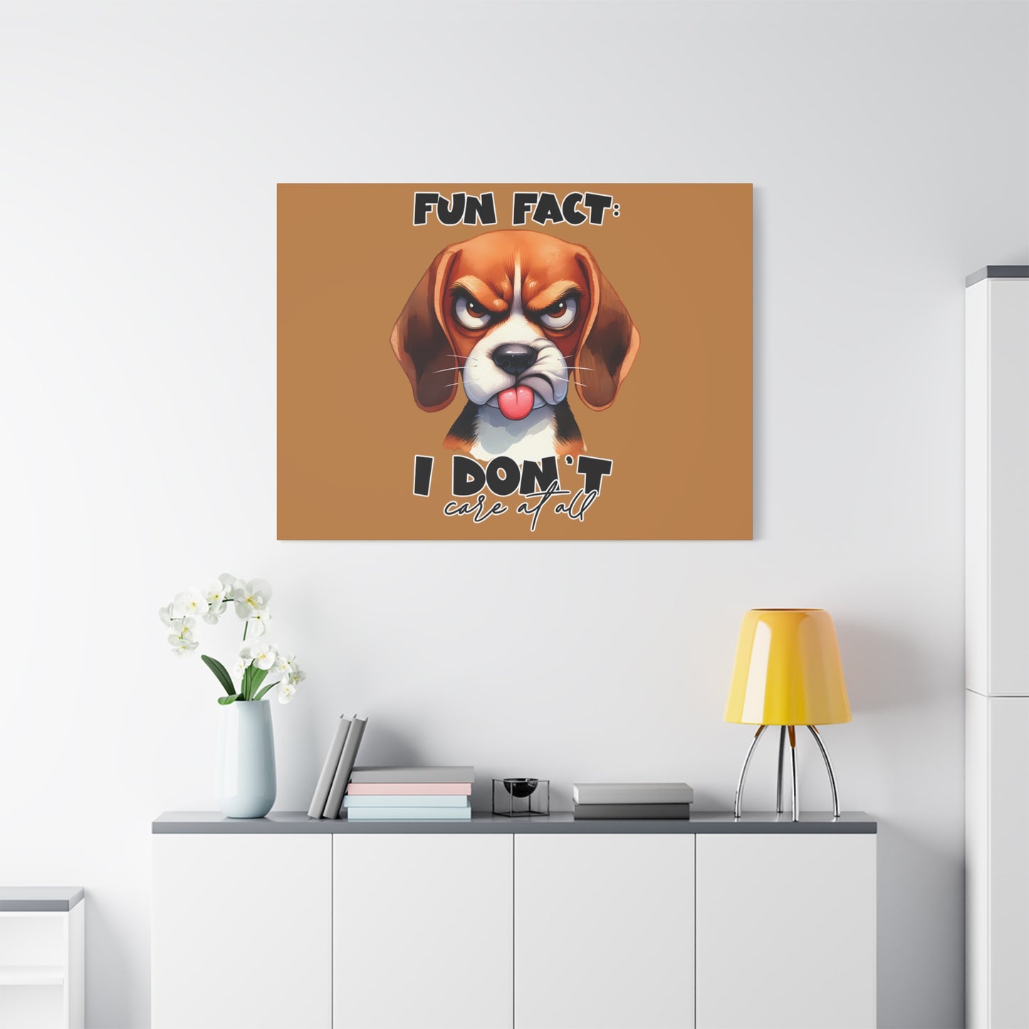 Funny Dog Canvas Art - "Fun Fact: I Don't Care at All" - Pet Lovers Decor, Gift for Dog Owners, Home Wall Art